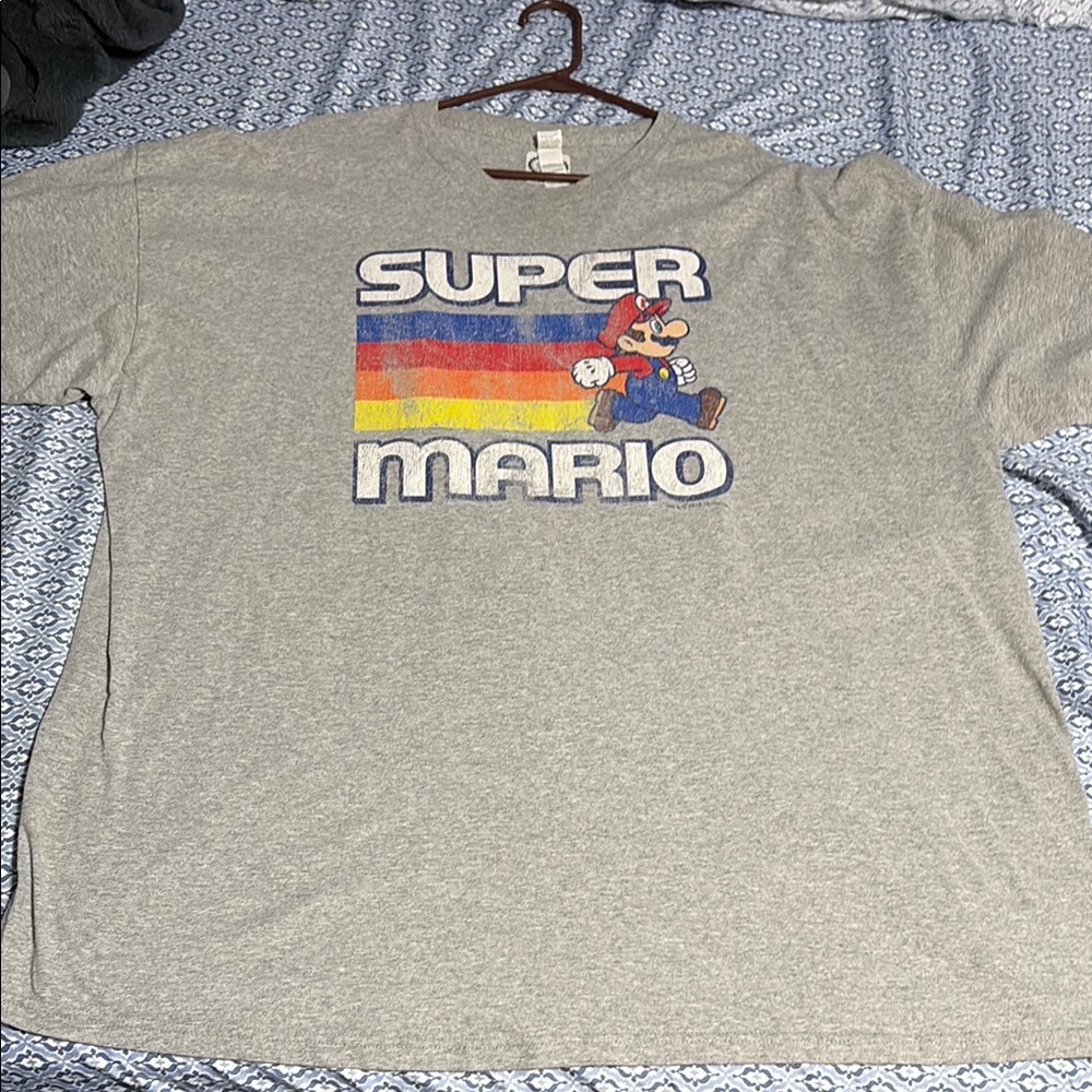Super Mario Gray T-Shirt men's 3xl xxxl